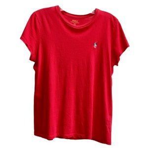 RALPH LAUREN Polo Vintage Tee T Shirt Red Cotton Large